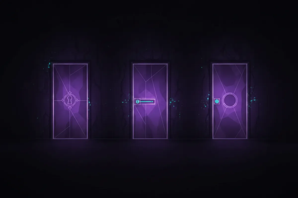 Three doors on one router: Eye-Key for machines, user JWT for people, Atlas WS for streams. Each door has its own lock and its own threat behind the lock.